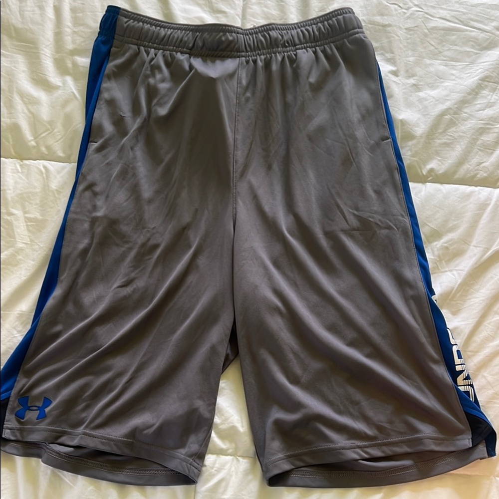Under Armour Gray and Blue Athletic Shorts for Performance